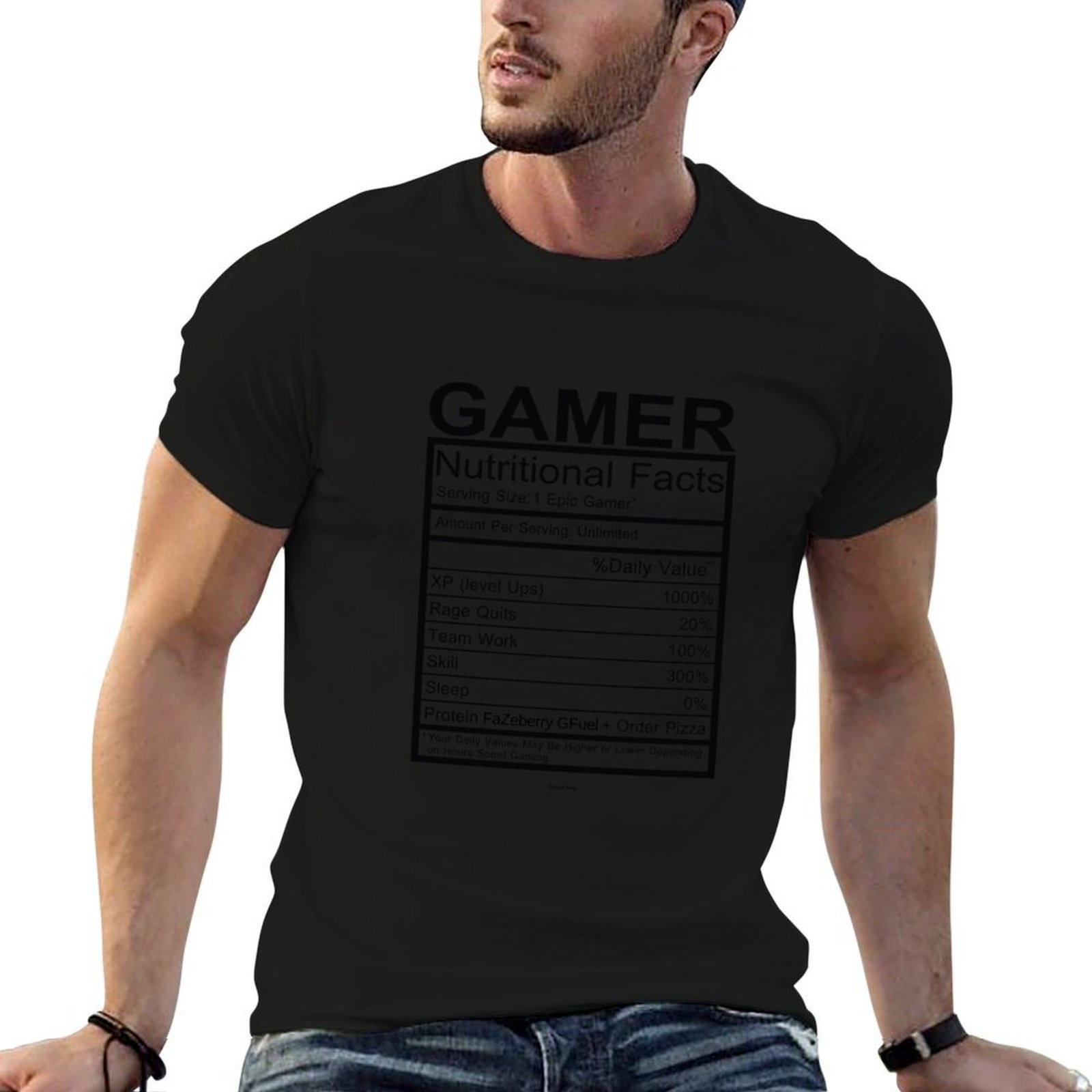 Nutrition Fitness - Gamer Nutritional Facts Chart T-Shirt Fitness